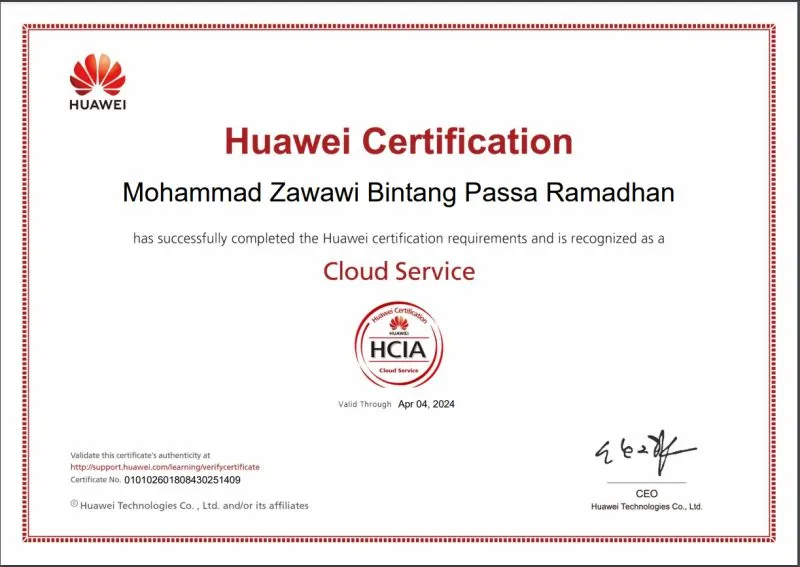 Huawei Certificate